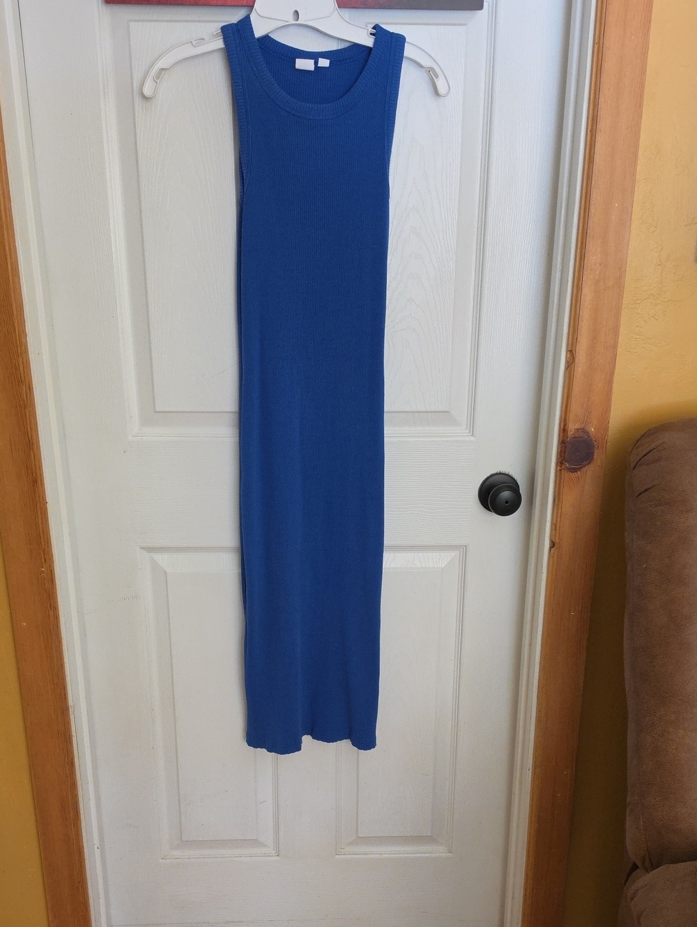 Blue Ribbed Tank Maxi Dress
